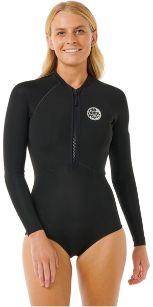 2026 Rip Curl Mujer G-Bomb 1.5mm Front Zip Traje De Buceo De Manga Larga 13HWSP - Black